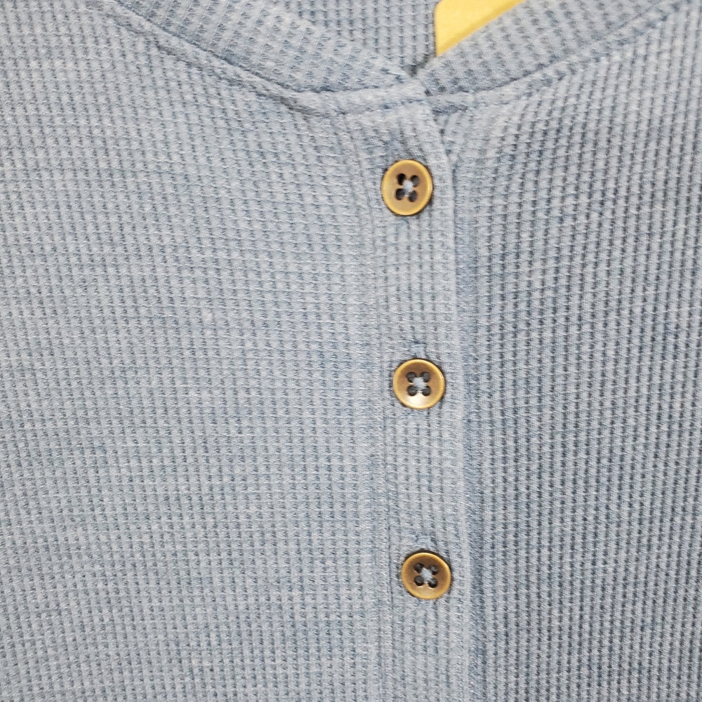Peruvian Connection Waffle Henley Maxi Dress Steel Blue Casual NWT Size Large - Picture 6 of 10